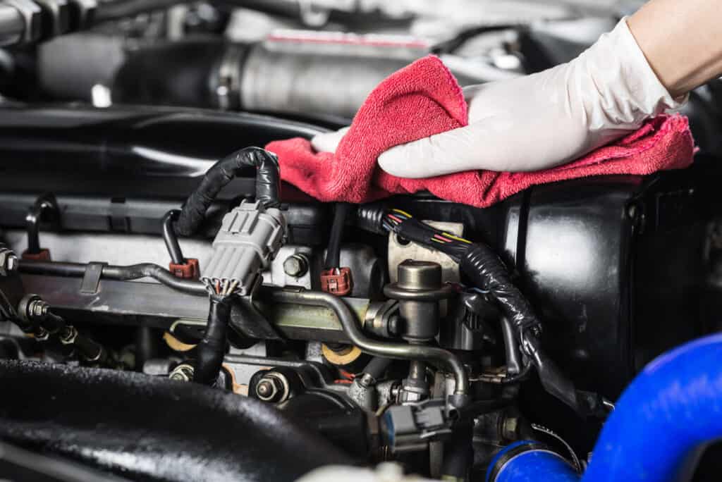 clean car engine bay